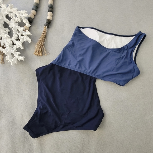 Women One Piece Yellow Cutout One Shoulder Bathing Suit Swimsuit M - Picture 3 of 7